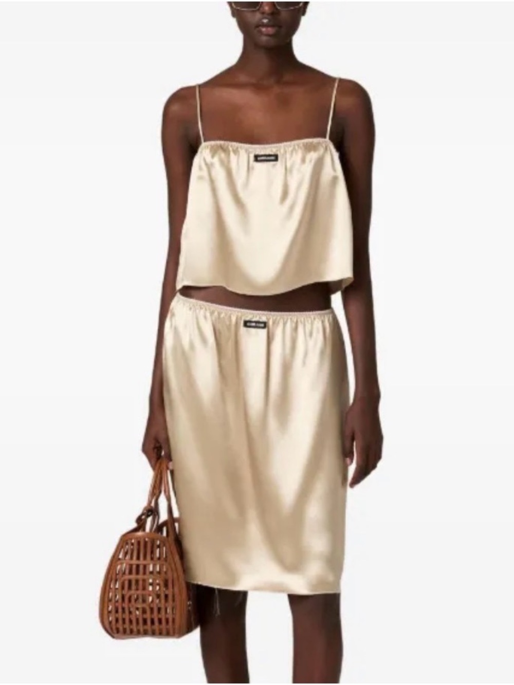 Cream Satin Camisole and Skirt Set - Picture 2 of 10